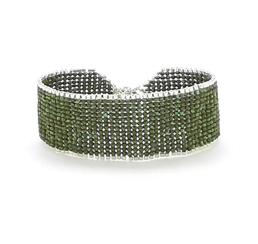Brazalete Telar Plata Medio Liso Turquesa T